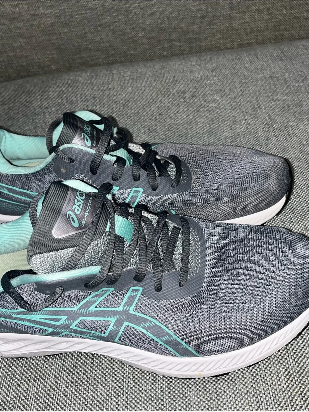 ASICS Gray with Mint Women's Athletic Running Shoes
